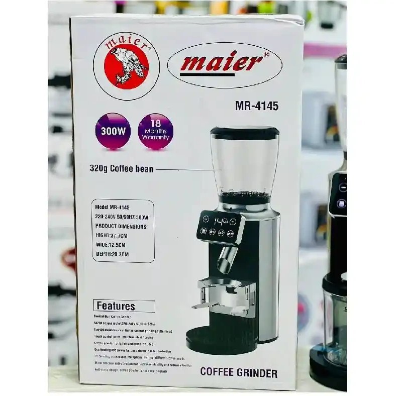 آسیاب قهوه مایر مدل MR-4145 با صفحه نمایش لمسی و توان ۳۰۰ وات