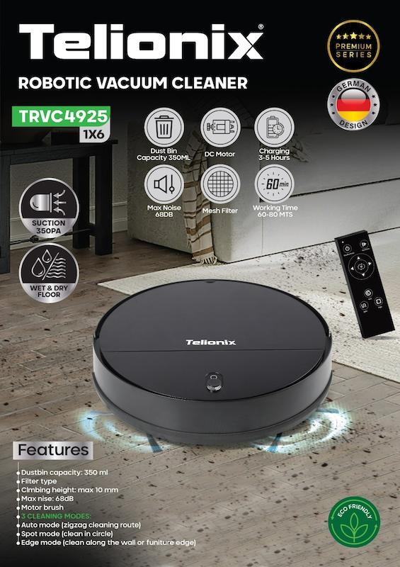 جارو رباتیک تلیونیکس مدل TRVC4925 با عملکرد دوگانه و ریموت کنترل