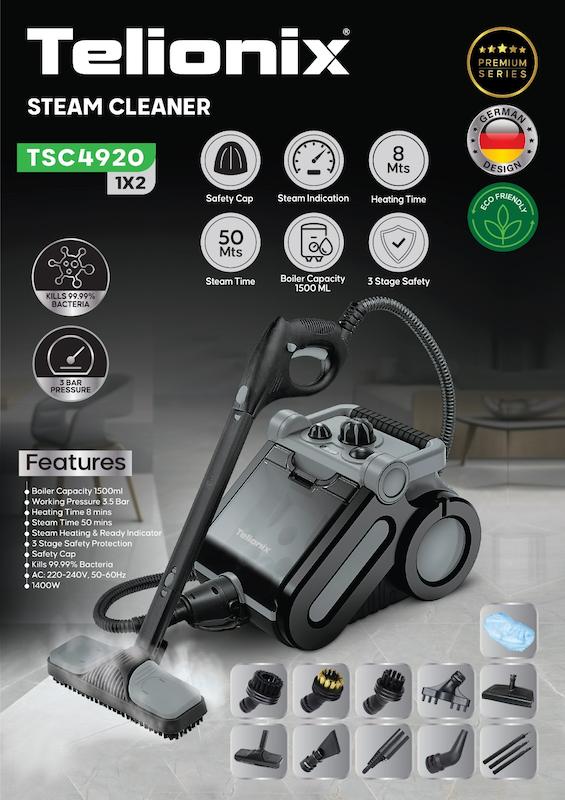 بخارشوی تلیونیکس مدل TSC4920 ظرفیت 1.5 لیتر فشار 3.5 بار